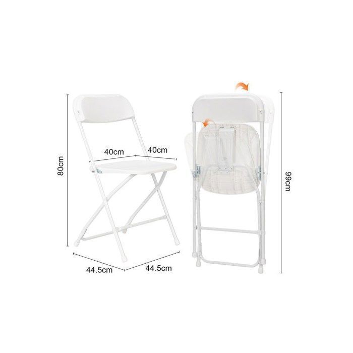 Juego de 2 sillas plegables de plástico blanco, sillas plegables portátiles para jardín exterior.