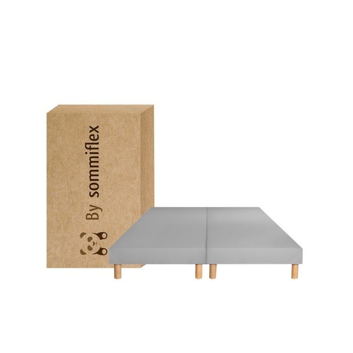 Base de cama estofada, cinza, 120x190 cm | Feita à mão na França | Pés incluídos | Altura com pés: 27 cm - som120x190grisLG