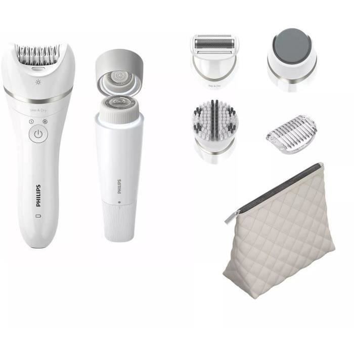 Depiladora eléctrica - Philips - BRE770/92 - 9 accesorios - 2 velocidades - Cabezal lavable