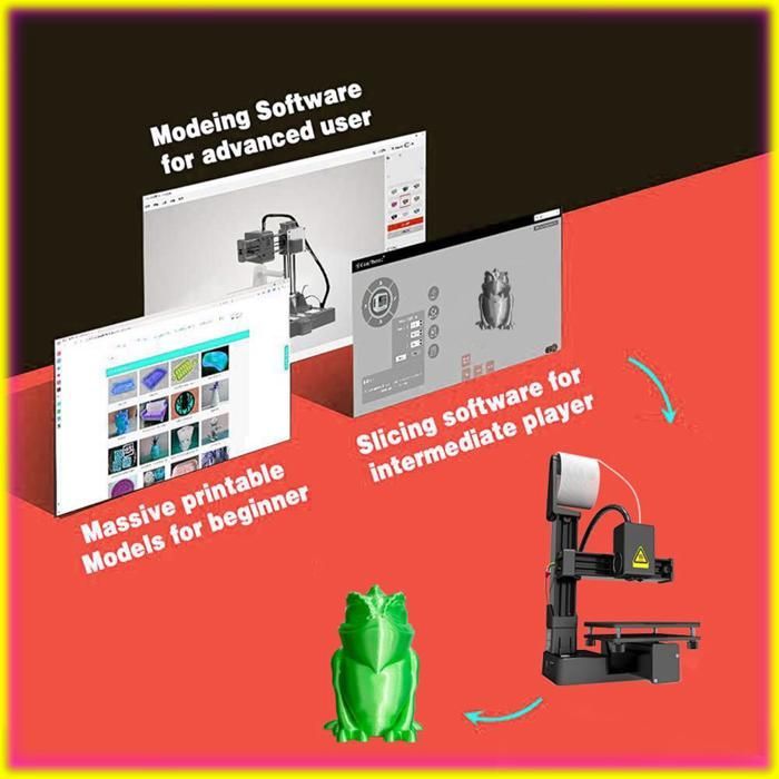 keenso Mini Imprimante 3D FDM Kit Complet - Précision Professionnelle, Nouvelle Technologie d'Extrusion, Zone Prise UE Noir