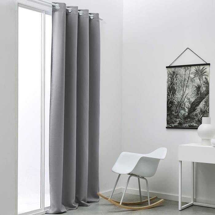 Cortina opaca TODAY con ojales, gris liso, 140x240 cm