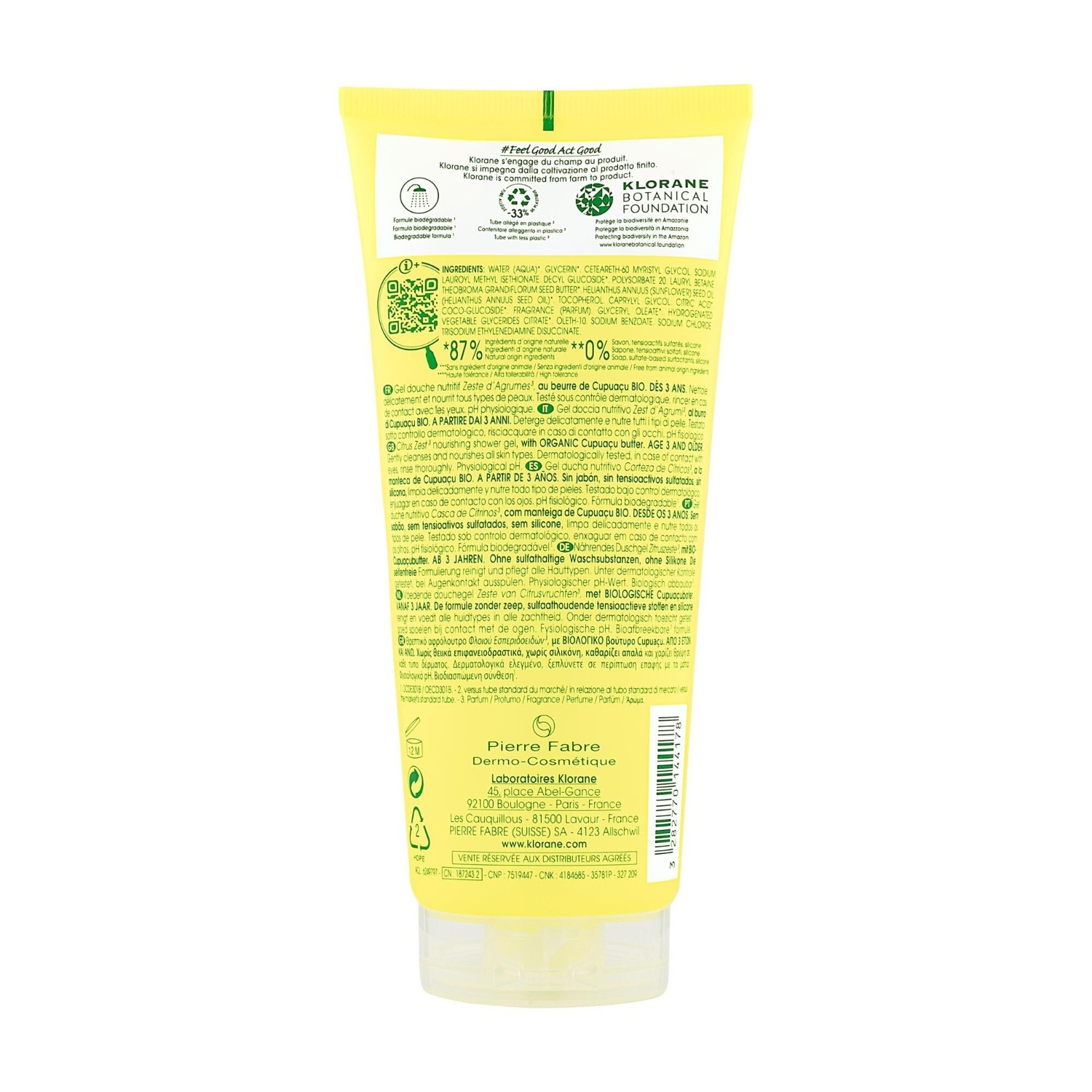 Klorane Gel douche au Cupuaçu BIO — Zeste d’Agrumes