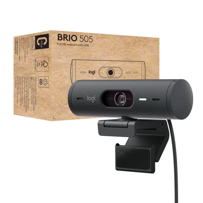 Cámara web - LOGITECH - BRIO 505 - 1920 x 1080 píxeles - Micrófono integrado - Enfoque automático
