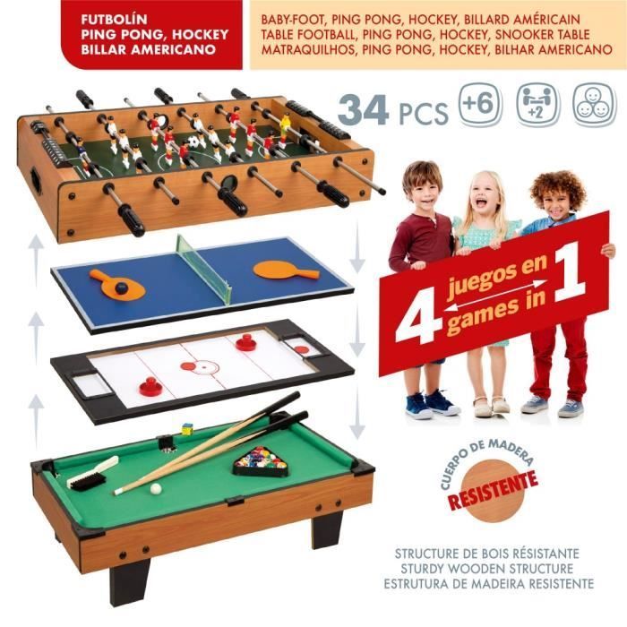 Multigametafel - CB Games - 4 spellen - Hout - 79x43x67,5 cm - Voor kinderen vanaf 5 jaar