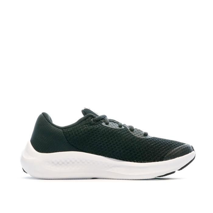 Tênis de corrida feminino Under Armour Charged Pursuit 3, preto e branco