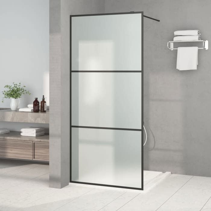 vidaXL Shower Screen, Partition, Shower Enclosure, Bathroom Interior, Splash Resistant, Black, 90x195 cm, 152111