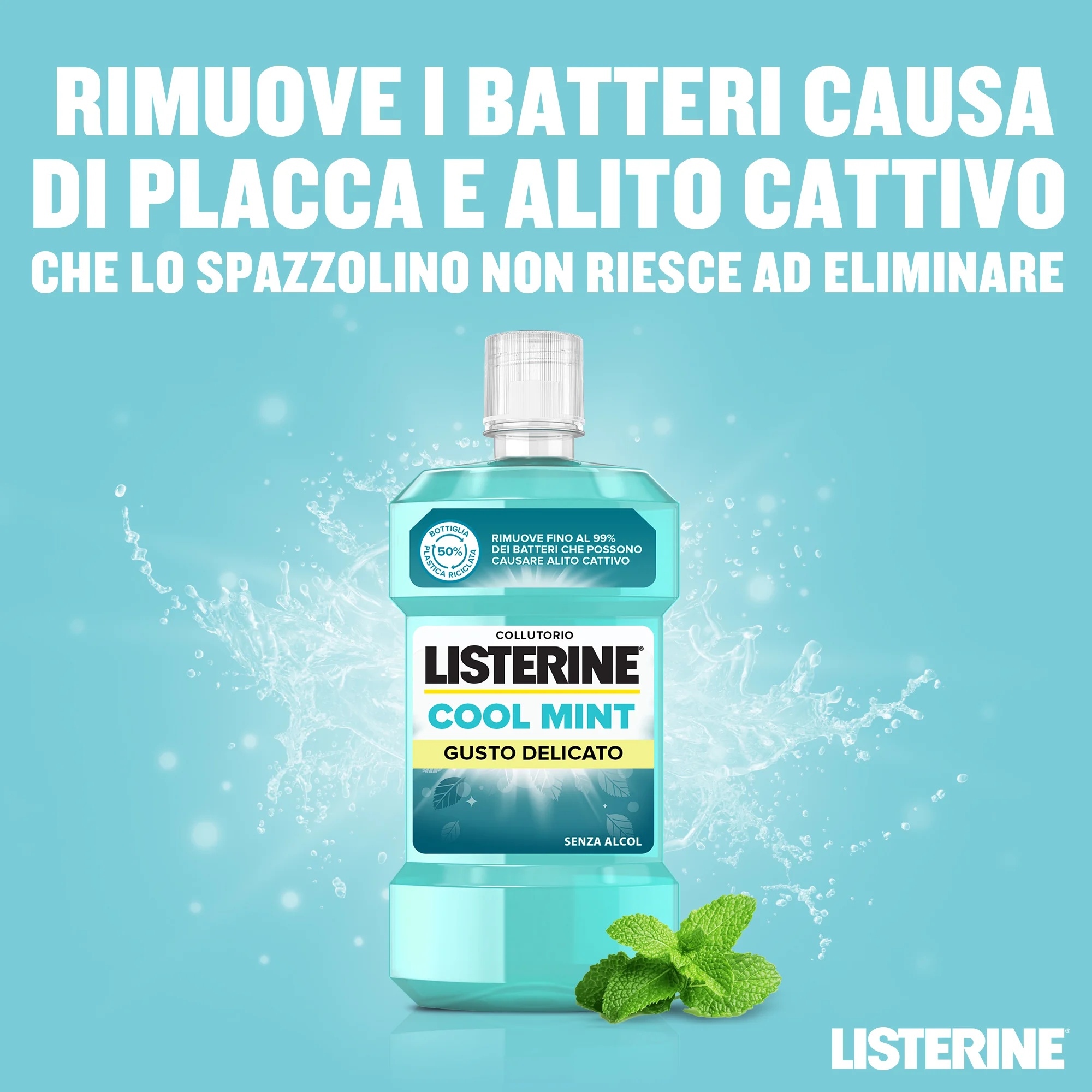 Στοματικό διάλυμα LISTERINE Listerine Cool Mint Mild Flavor 500 ml Δροσερή αναπνοή