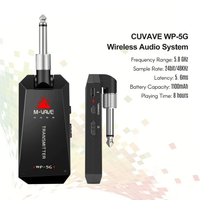 Système audio sans fil pour guitare basse - RNCYN - WP-5G - Sans fil 5.8G - Rechargeable - Annulation du bruit