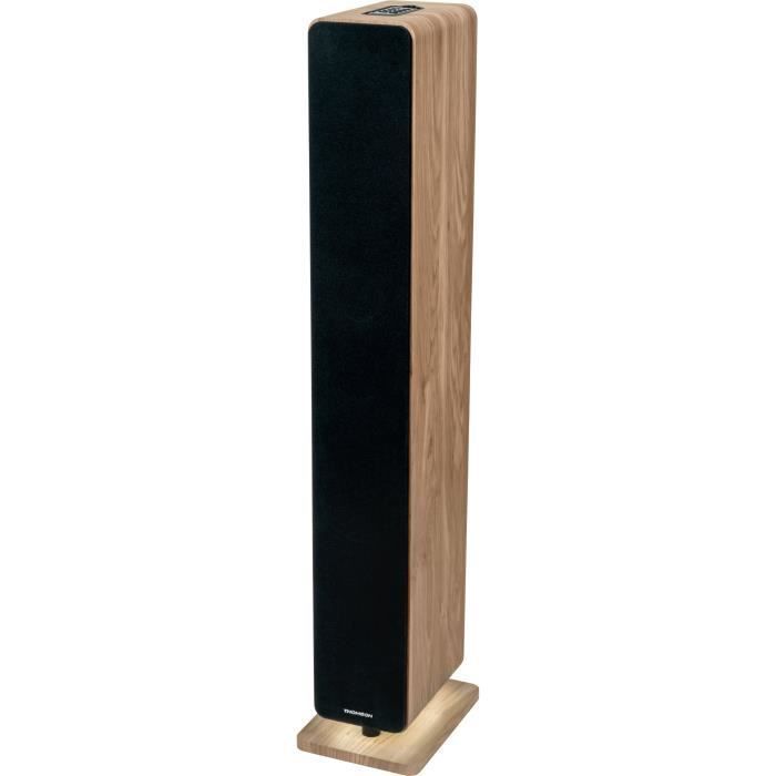 Altavoz Bluetooth tipo torre - THOMSON - Madera/Negro - 120W, Óptico, USB, Ecualizador, TWS, Control remoto, Fuente de alimentación de 230V