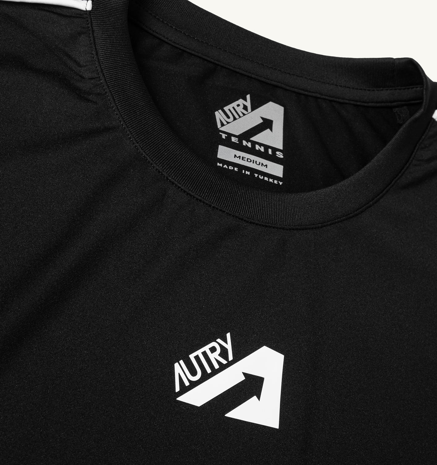 TRICOU DE TENIS NEGRU CU GUARNIȚII CONTRASTANTE