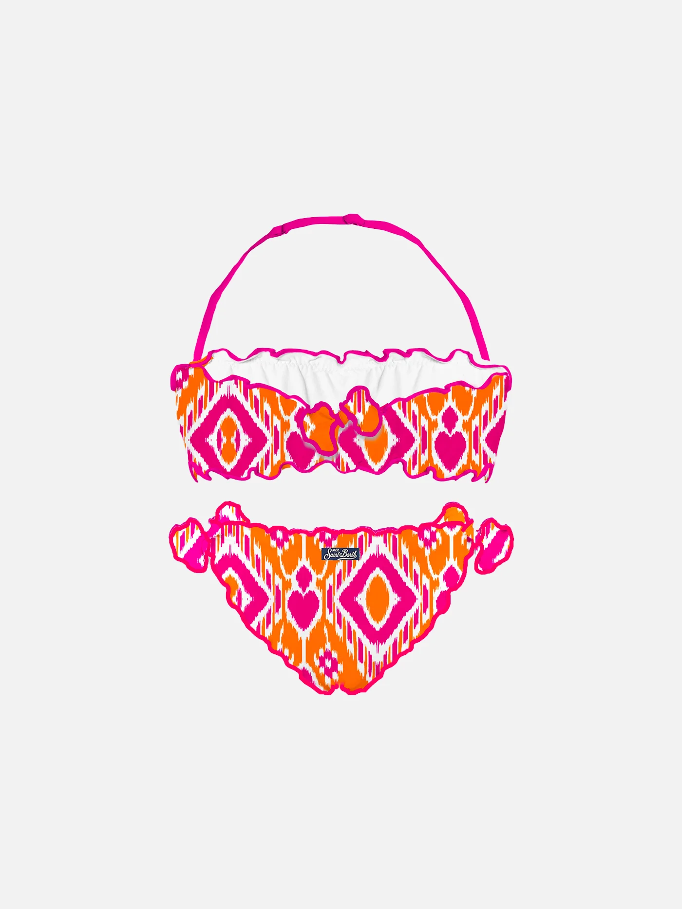 Djevojački bandeau bikini s geometrijskim printom