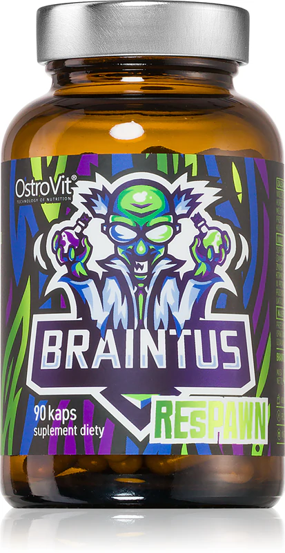 Cápsulas do suplemento alimentar OstroVit Braintus Respawn para melhorar o sono e a regeneração.