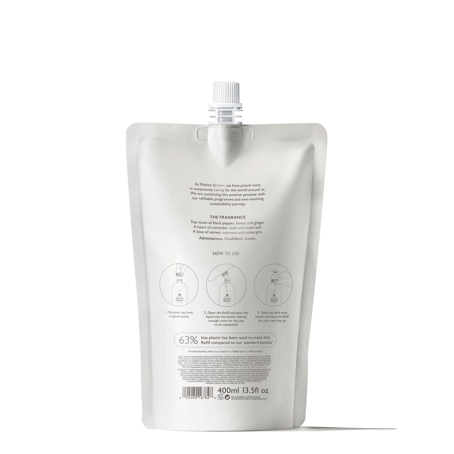 Re-Charge gel za kupanje i tuširanje s crnim paprom, ponovno punjenje 400 ml - Molton Brown