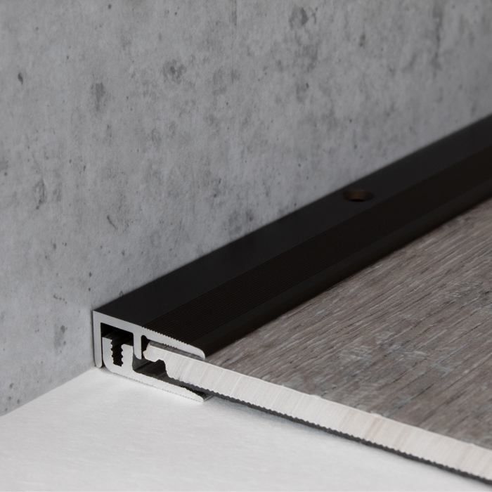 Profilo di finitura, listello di rifinitura laminato, H 5-9 mm, L 21 mm, in 2 parti, alluminio anodizzato, forato, bronzo scuro-900