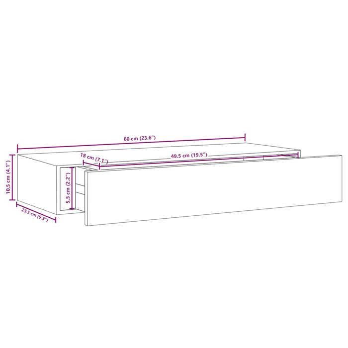 vidaXL Wandregal mit Schublade, schwebender Schrank, Hängeregal, Wandmontage für Wohnzimmer, Lounge, Zuhause, Weiß 330255