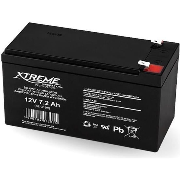 Batterie au gel 12V 7.2Ah voiture moto vehicule sans entretien dans toutes les conditions Xtreme