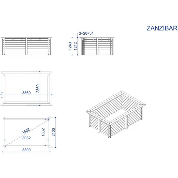 Piscine bois rectangle 