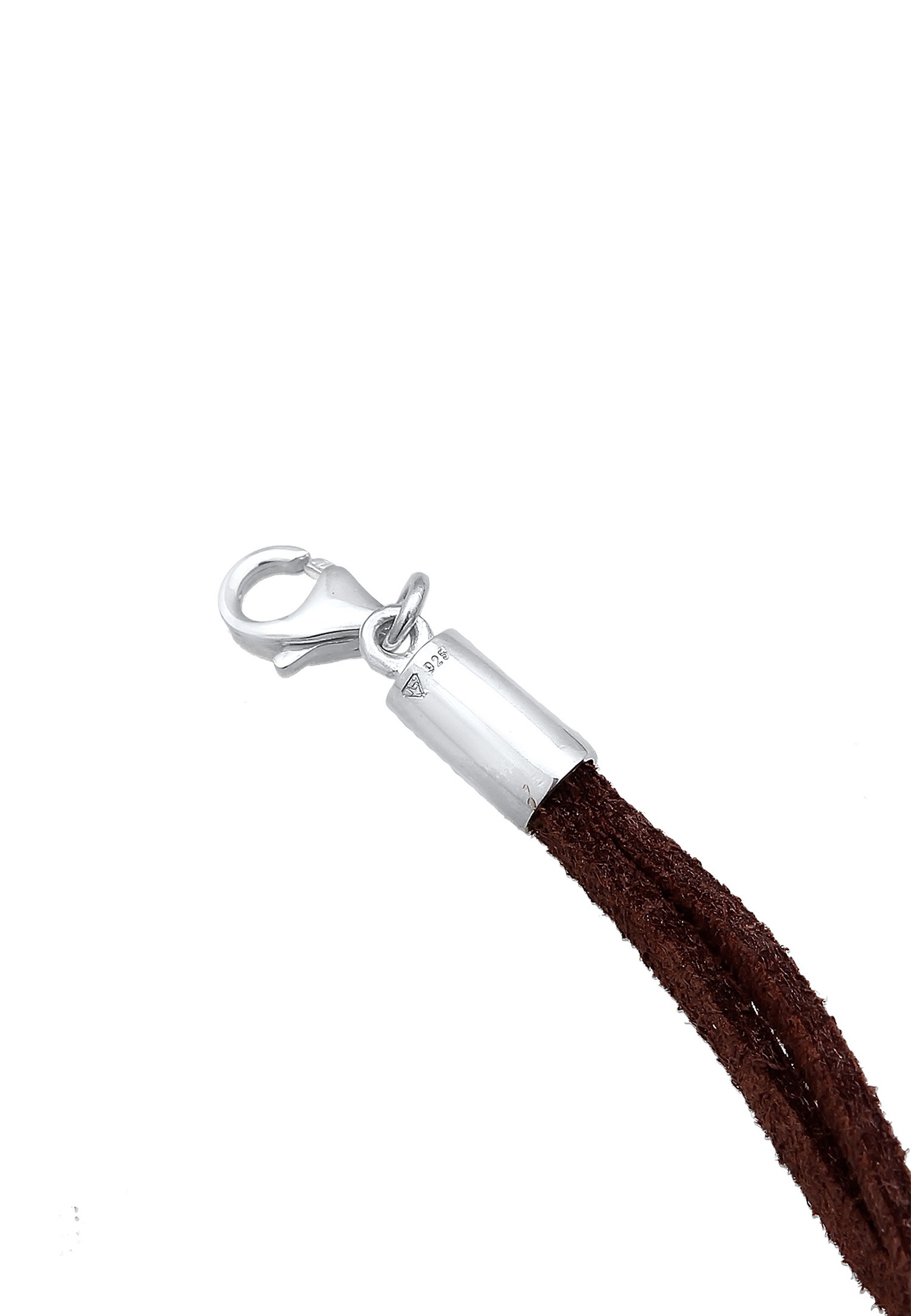 Elli Femmes choker cercle avec similicuir brun en argent sterling 925