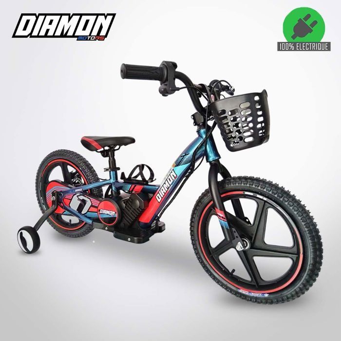 Draisienne électrique enfant DRAXY 250W 16 pouces Rouge DIAMON MOTORS – Batterie Lithium 24V 5.2Ah – 3 vitesses