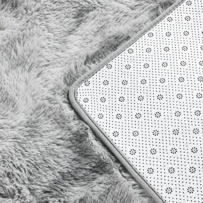 Tappeto a pelo lungo per soggiorno 160 x 230 cm - Tappeto da comodino, a pelo lungo (grigio chiaro), morbido tappeto per soggiorno, camera da letto, divano