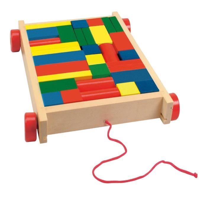 Wooden Construction Set - KART - Pull Cart - 34 Pieces - Multicolor