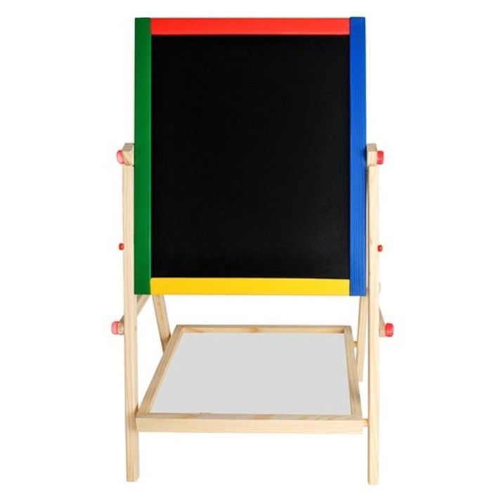 BOARD Double-sided wooden whiteboard with chalk, marker and sponge