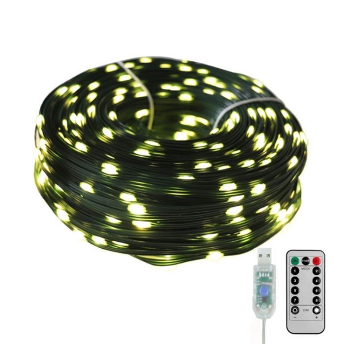 Guirnalda de luces LED para exteriores Ulisem - 20 m - 200 luces - USB - Resistencia al agua IP65