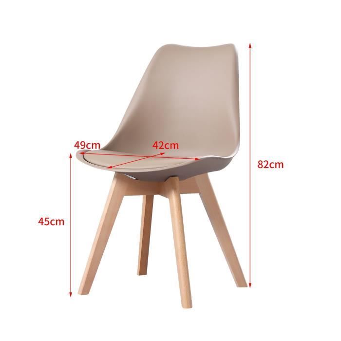 Set di 6 sedie - MADE4US - Clara - Tortora - Legno massello - Design scandinavo