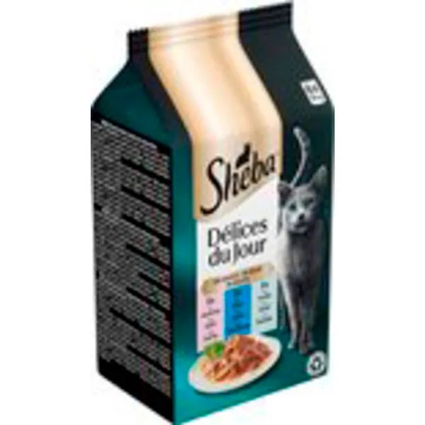 Sheba Délices du Jour u umaku s lososom, tunom i pastrvom u vrećicama za mačke<br>36 x 50 g