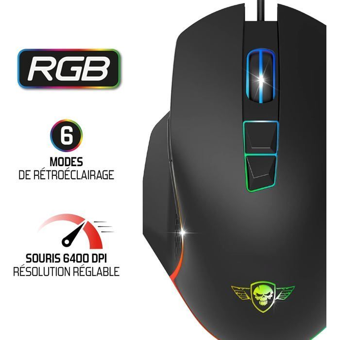 SPIRIT OF GAMER – PRO-MK5 – Pacote Gamer 3 em 1 – Teclado RGB Anti-Ghosting / Mouse RGB de 7 Botões e 6400 DPI / Mousepad Incluso / para PC