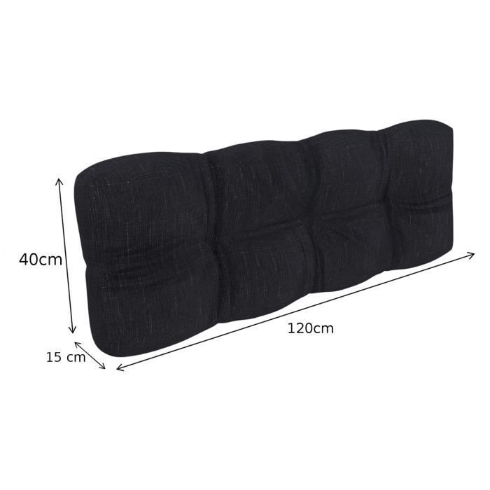 Cuscini trapuntati - POKAR - Set da 8 pezzi - Neri - Per pallet Euro - Comfort per esterni