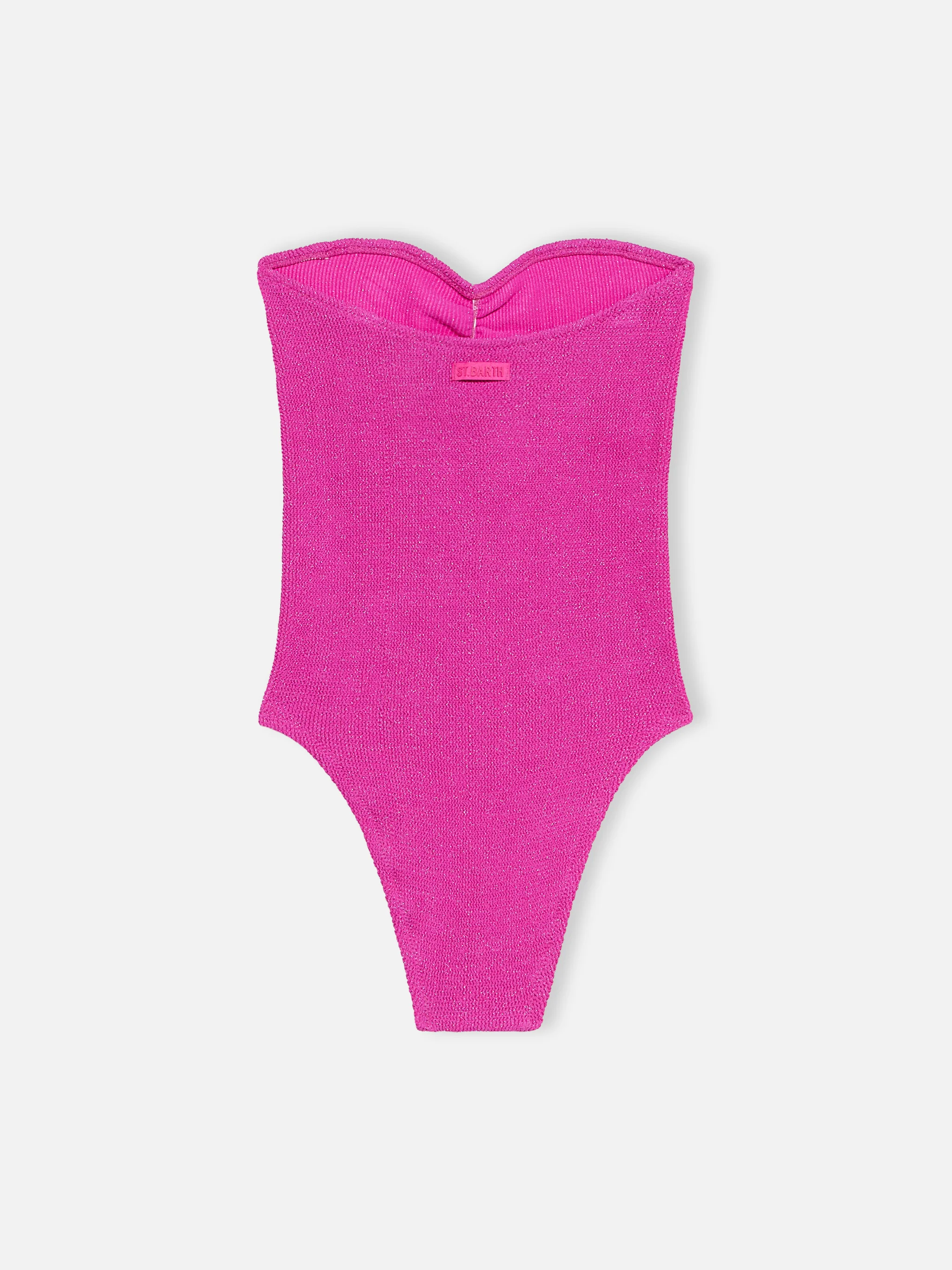 Dame stropløs fuchsia lurex Soleil badedragt i ét stykke