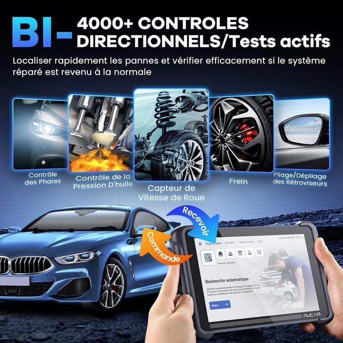Strumento di diagnostica per auto - BAZARLAND30 - 892BT - OBD2 bidirezionale - Codifica centralina - Oltre 34 reset