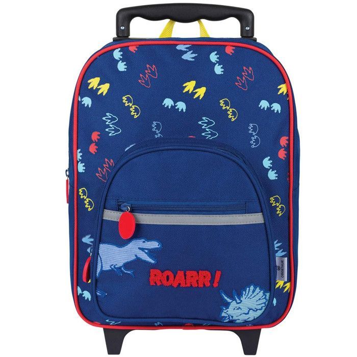 Mochila com Rodinhas Dino Azul 34 CM - Premium