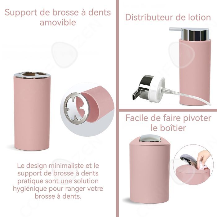 Accesorios de baño C 6 piezas Cubo de basura con tapa galvanizada Soporte para cepillo de dientes y juego de inodoro Fácil de