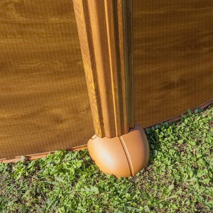Piscina redonda de acero Mauricio con acabado imitación madera, 5,50 x 1,32 m - Gré - Filtro de arena - Elevada