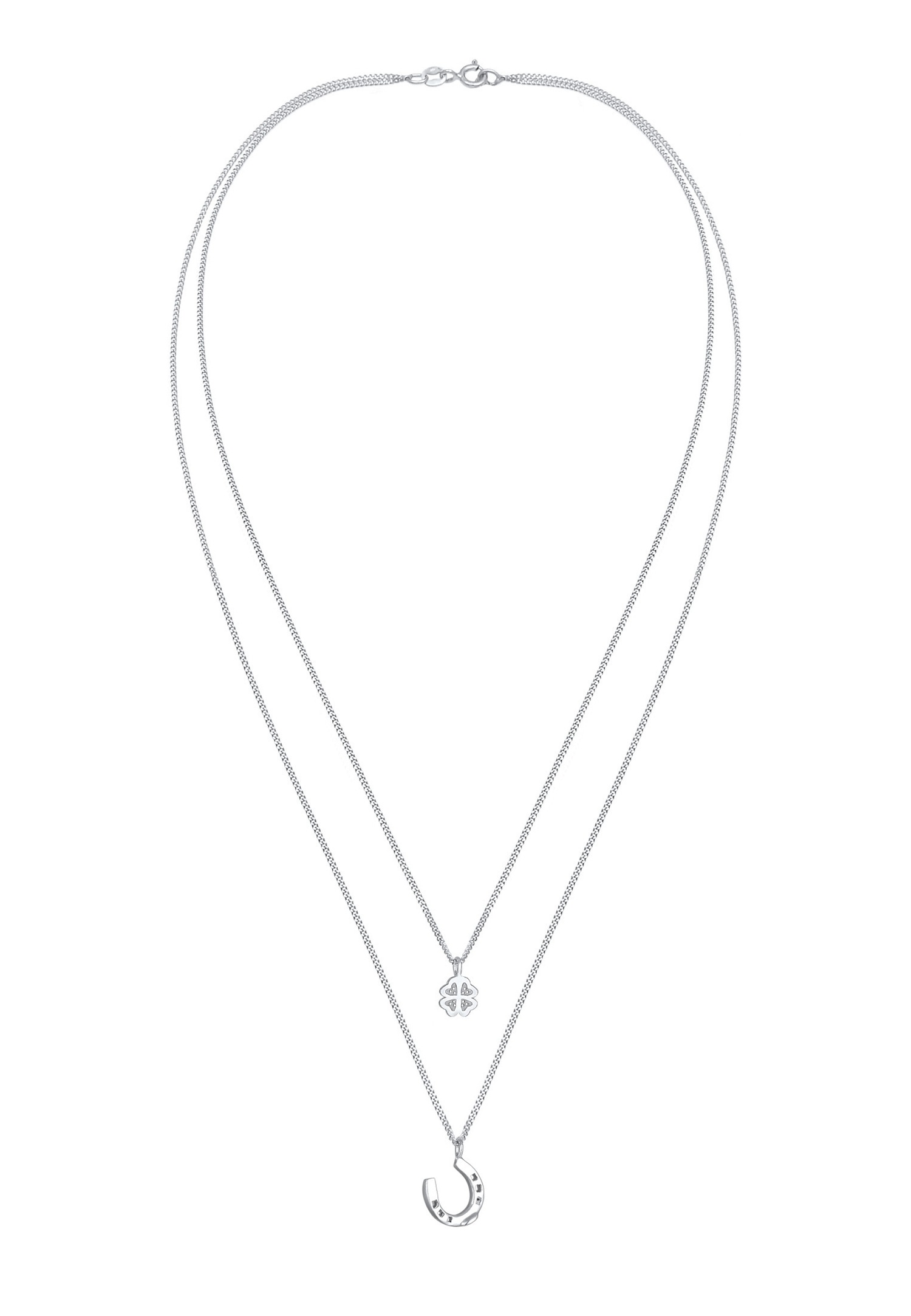 Nenalina Pendentif de trèfle en fer à cheval pour dames Talisman de la chance en argent sterling 925