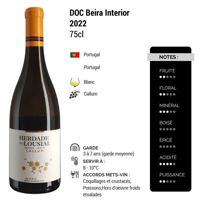 Herdade do Lousial Beira Interior Callum Reserva 2022 - Vin Blanc du Portugal (6x75cl)