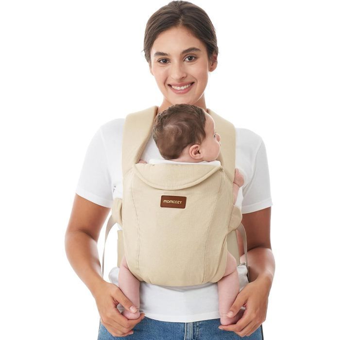 Momcozy nyfødt bæresele fra fødselen av, ergonomisk støtte med nakkestøtte, lett og trygg (3 til 11 kg), khaki