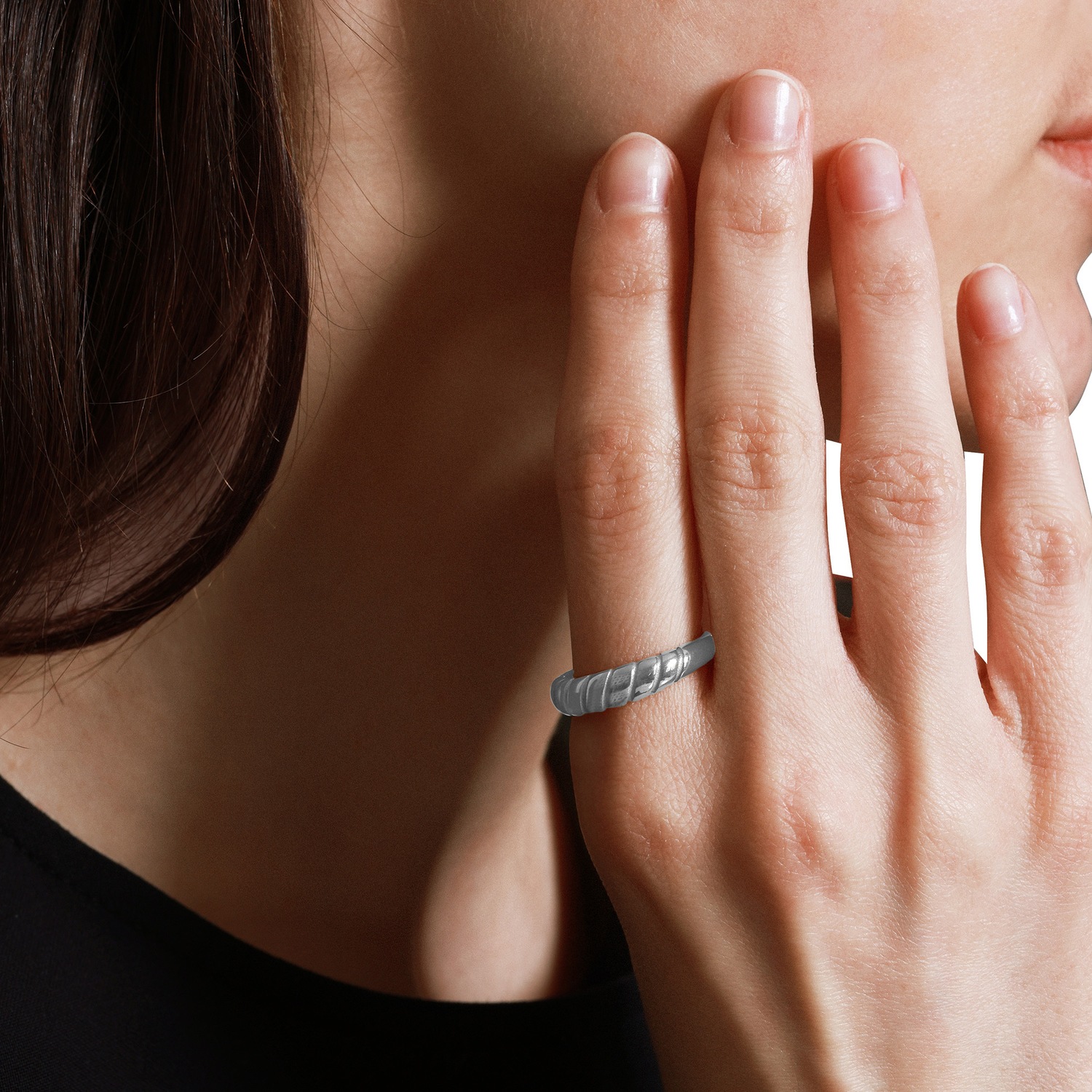 Heideman Bague Naso couleur argentée polie