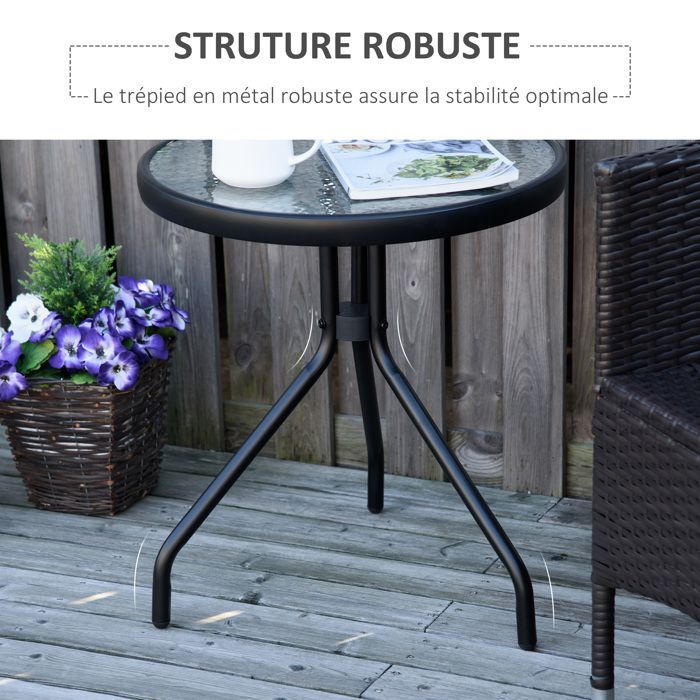 Outsunny - Gartenbistrotisch - Metall - 50x50x55cm - Schwarz