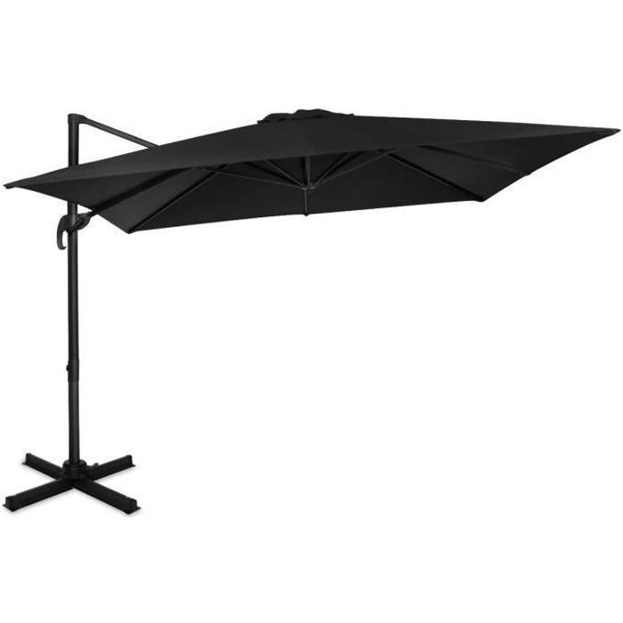 Parasol déporté carré 3x3m - Rotation 360°C - Angle d'inclinaison réglable - Résistant aux UV - Anthracite- noir - Parasol Pisognge