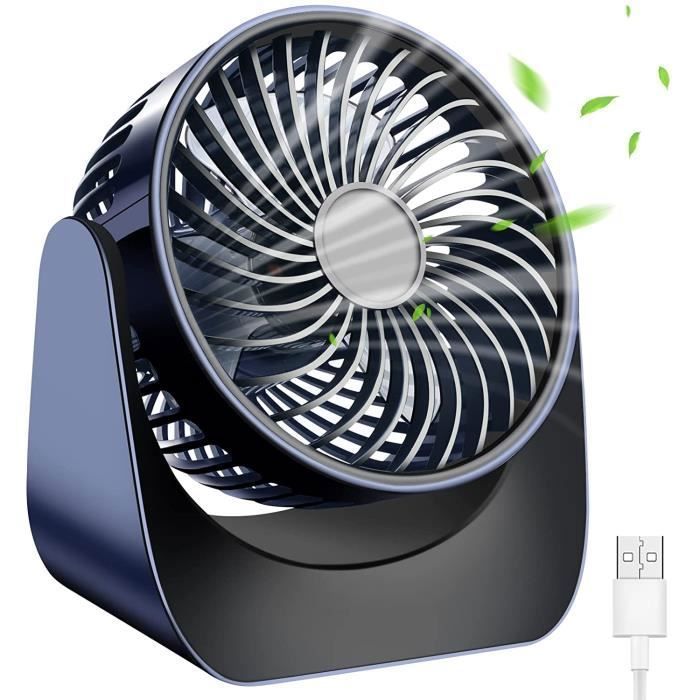 USB-ventilator, kleine ventilator, 360° draaibare draagbare mini-ventilator, stille bureauventilator met 3 snelheden (label)
