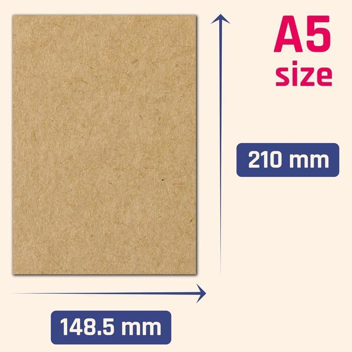 Kraftpapier A5 - GESTEMPELD - 50 vellen - 200 g/m² - 21 x 14,85 cm - Bruin - Matte afwerking