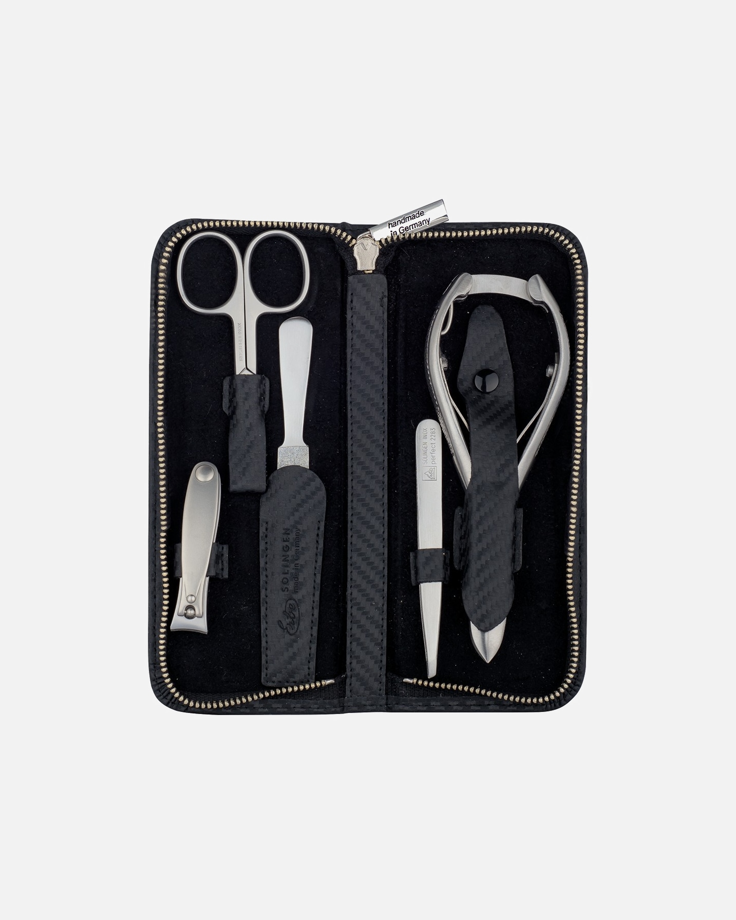 ERBE Carbon Manicure Set with Zippered Case, 