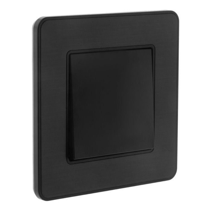 Interruptor simple de dos vías de 10 A completo - metal negro cepillado - Kouro - Zenitech