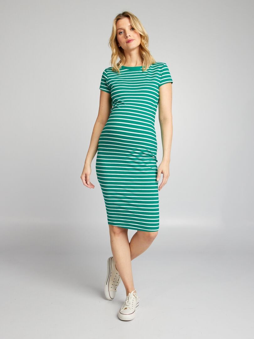 Vestido de maternidad hasta la rodilla - VERDE