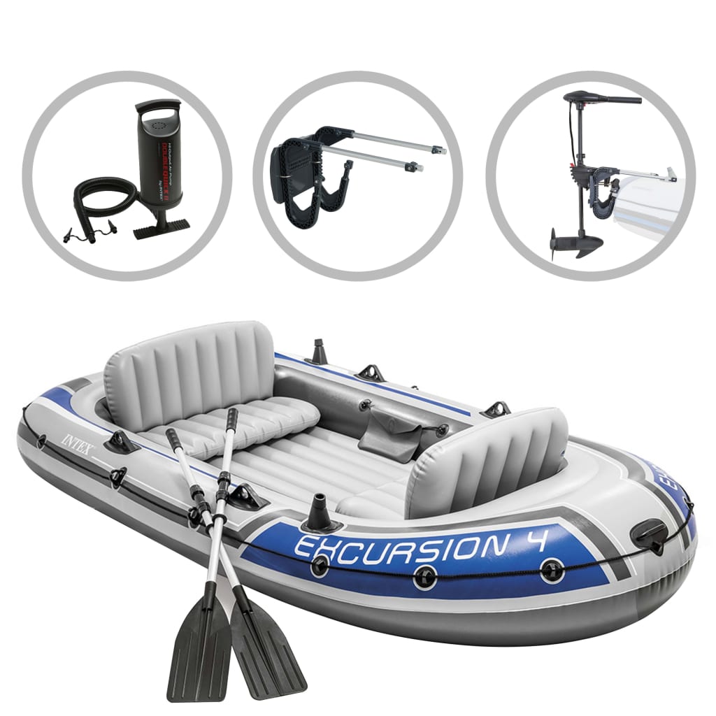  Intex Excursion 4 set gumenjaka s trolling motorom i postoljem