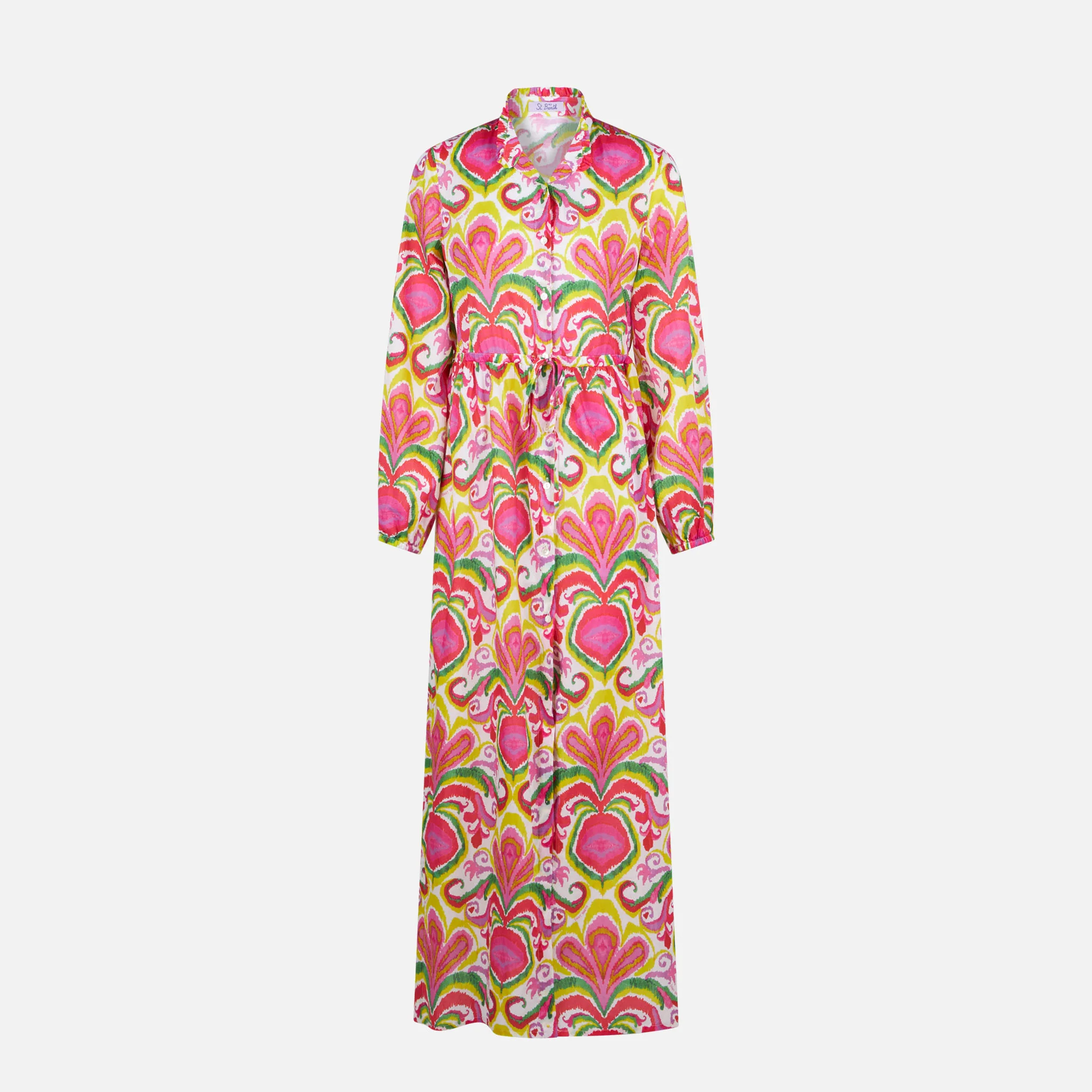 Vestido de praia feminino com estampa Ikat