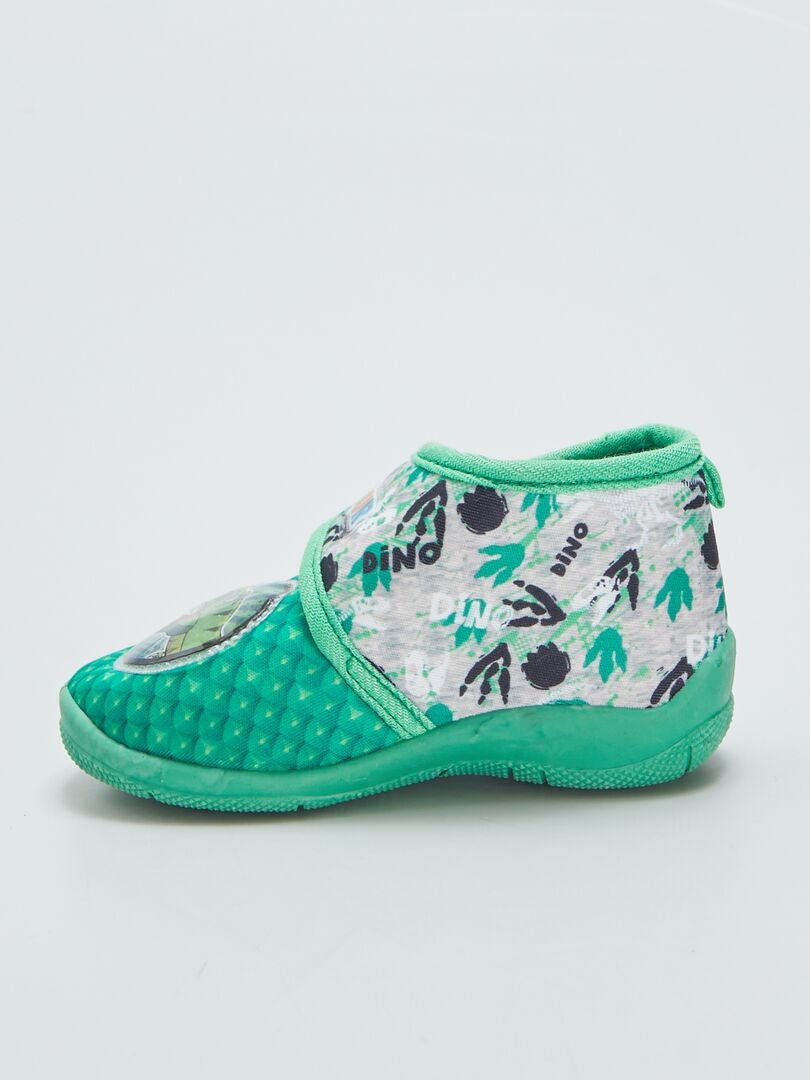Dinosaurusslippers met hoge schacht en klittenbandsluiting - GROEN